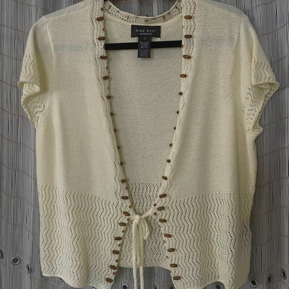 Nine West, Cream colored, Size Large, Cotton, Vest. Add a tube top inside!